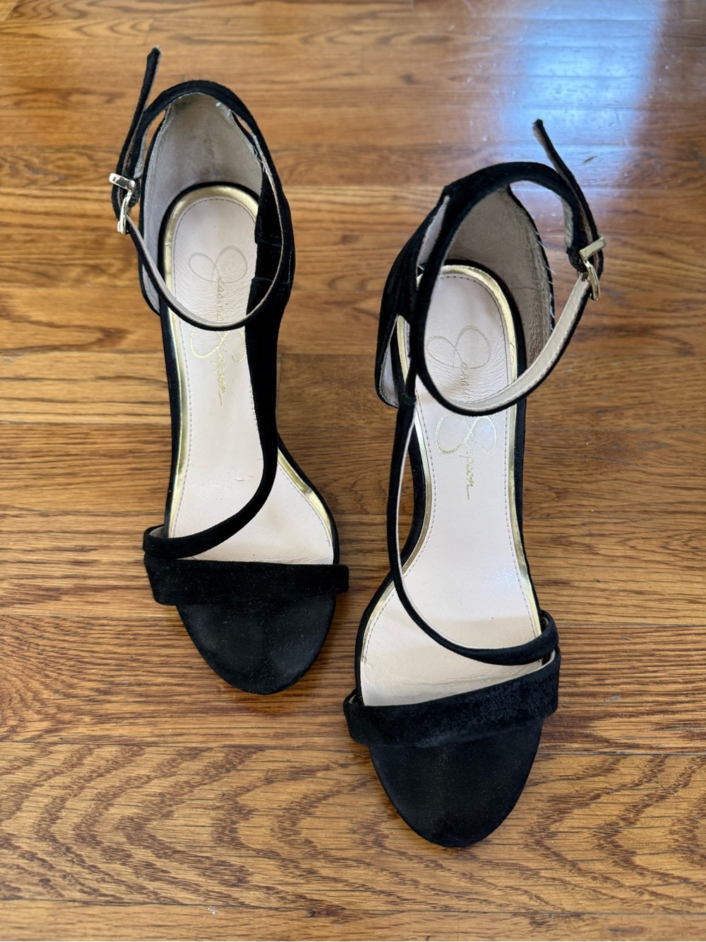 Jessica Simpson Black Ankle-Strap Suede Women’s Heels